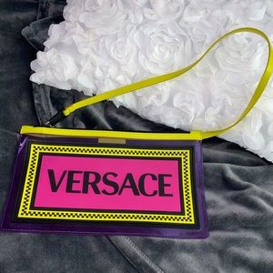 Versace Multicoloured Logo PVC Clutch bag